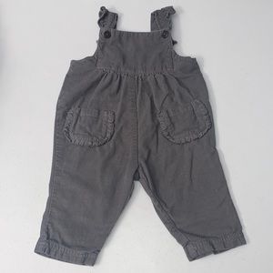 Ruffle Butts Baby Girl Gray Corduroy Pants Overalls Size 6-12 Months